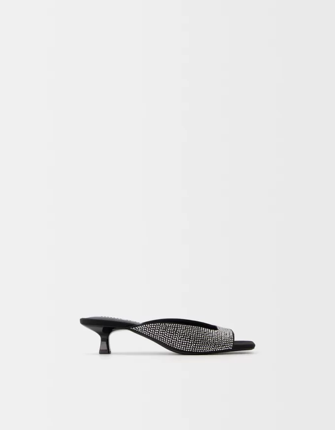 Sandalias tipo mule de tacón con detalles de strass BLACK Sandalias tipo mule de tacón con detalles de strass BLACK