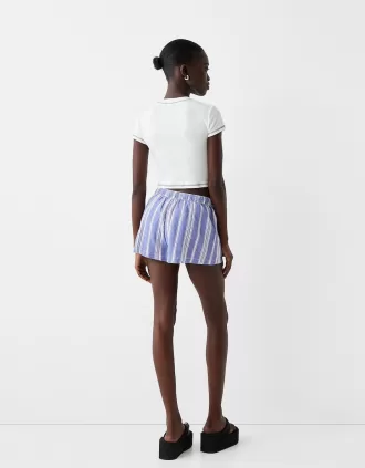 Shorts con detalle de cinturilla elástica Light blue