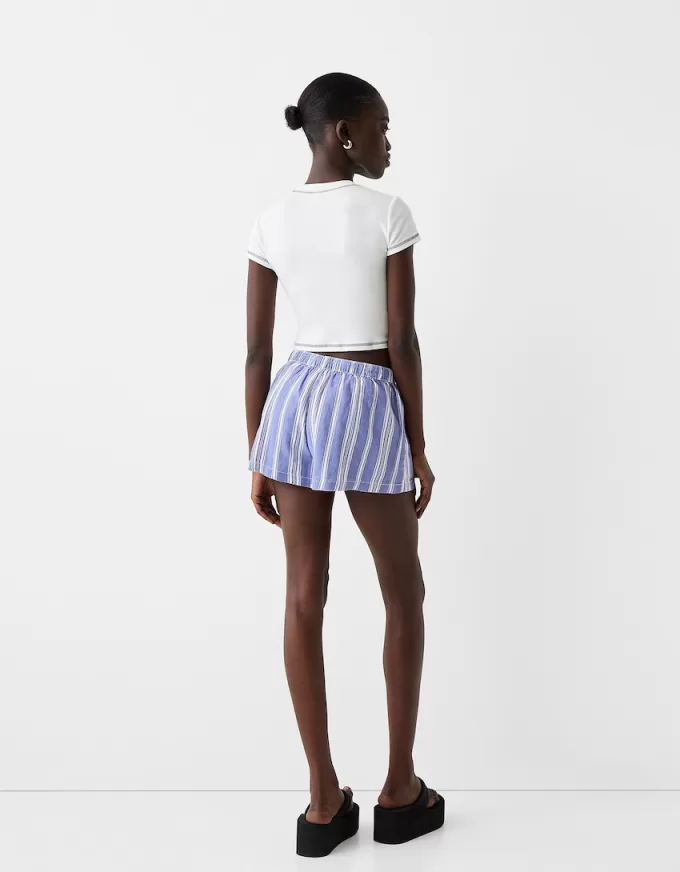 Shorts con detalle de cinturilla elástica Light blue