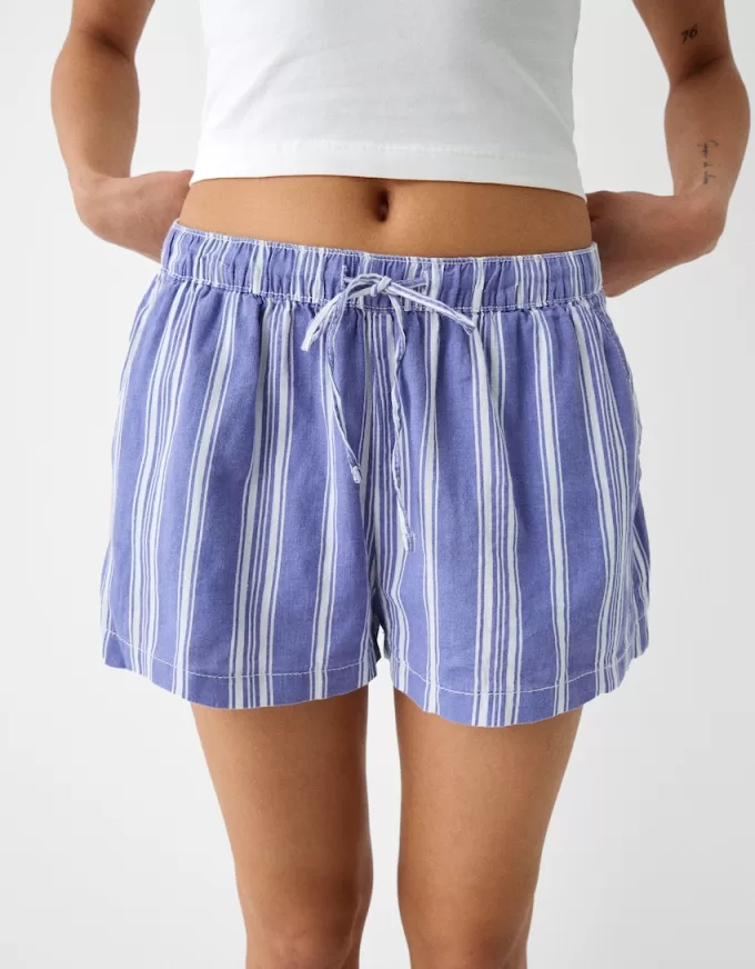 Shorts con detalle de cinturilla elástica Light blue