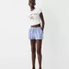 Shorts con detalle de cinturilla elástica Light blue