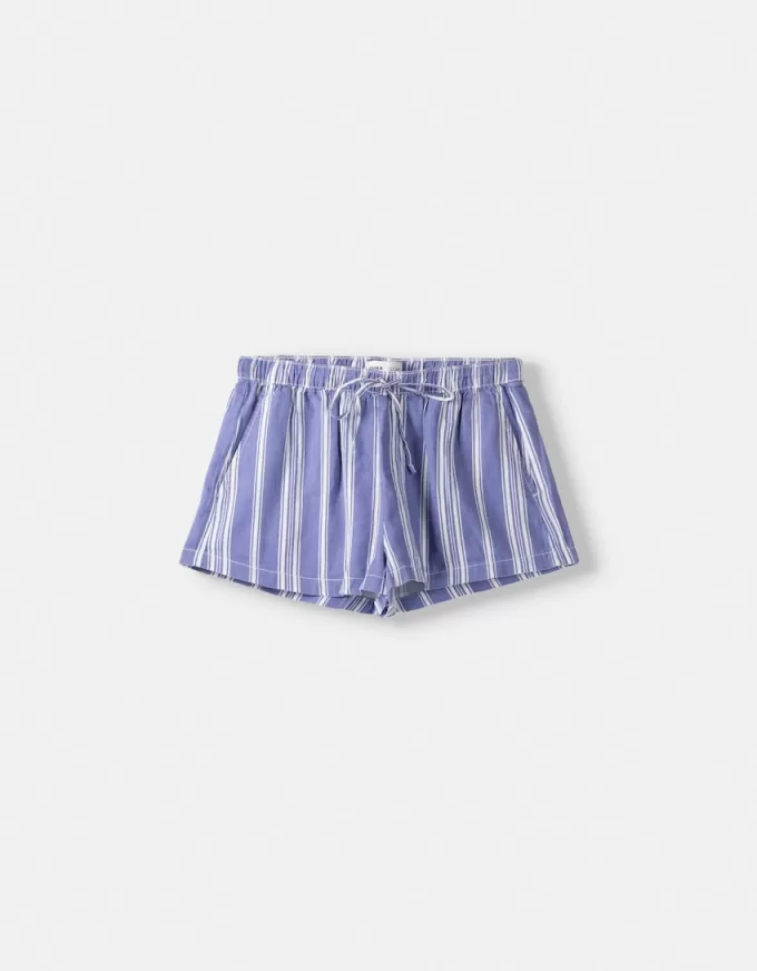 Shorts con detalle de cinturilla elástica Light blue