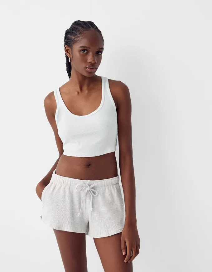 Shorts de punto gofrado Grey