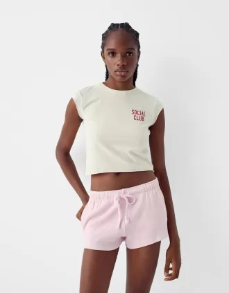 Shorts de punto gofrado Pink