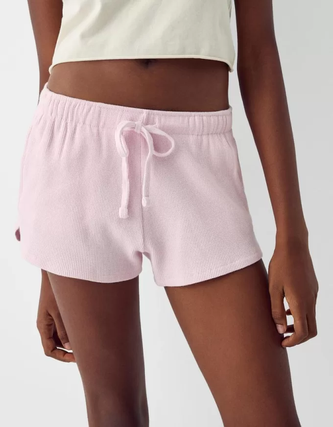 Shorts de punto gofrado Pink