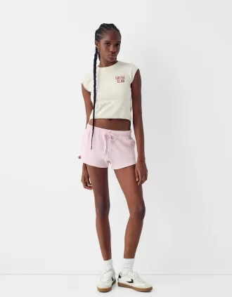Shorts de punto gofrado Pink