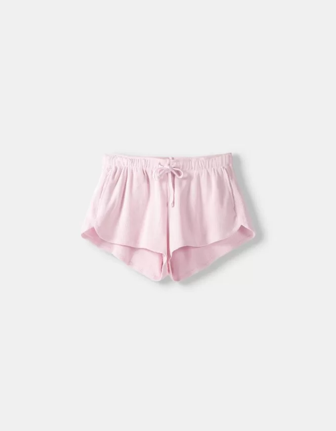 Shorts de punto gofrado Pink