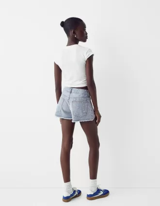Shorts vaqueros con pedrería Light blue