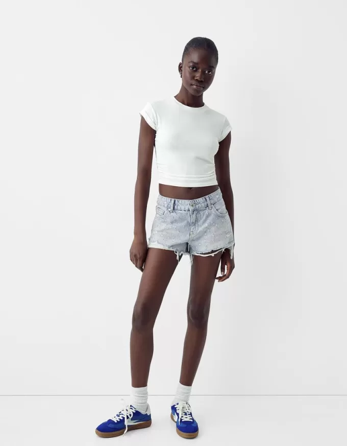 Shorts vaqueros con pedrería Light blue