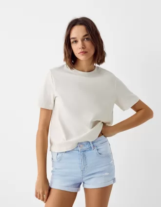 Shorts vaqueros con vuelta Light blue