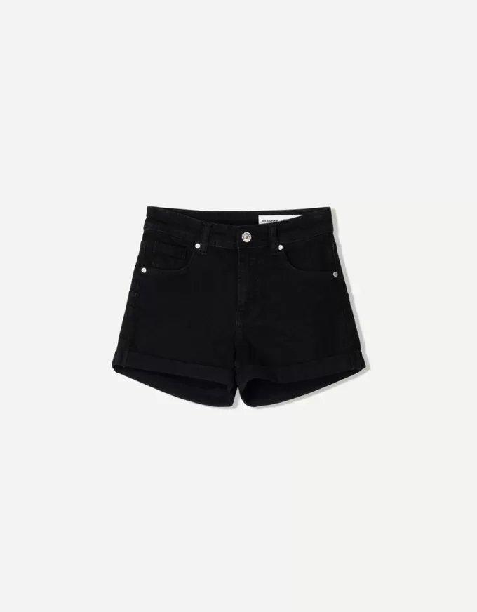 Shorts vaqueros con vuelta Black