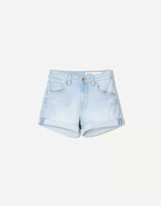 Shorts vaqueros con vuelta Light blue