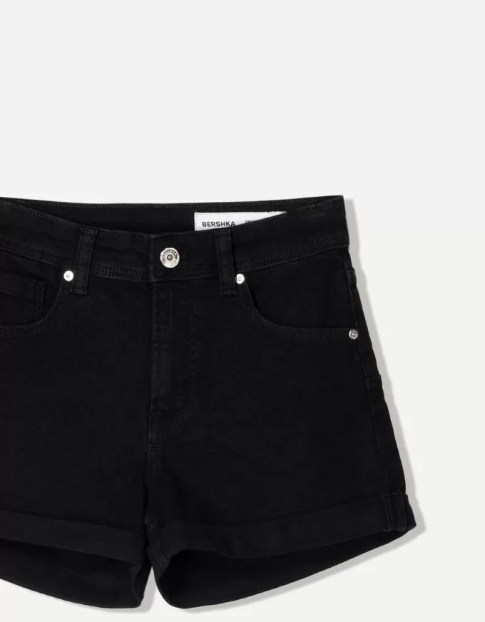Shorts vaqueros con vuelta Black
