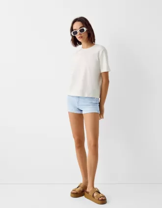 Shorts vaqueros con vuelta Light blue