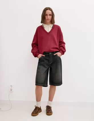 Shorts vaqueros holgados Black