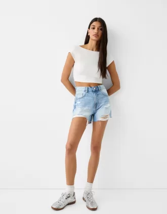 Shorts vaqueros rotos Light blue
