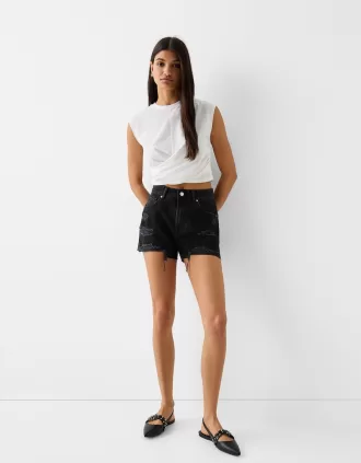 Shorts vaqueros rotos Black