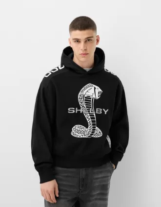 Sudadera con capucha Shelby GT 500KR de corte cuadrado Black