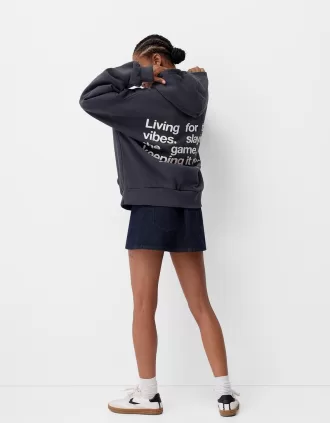 Sudadera con capucha estampada Dark grey