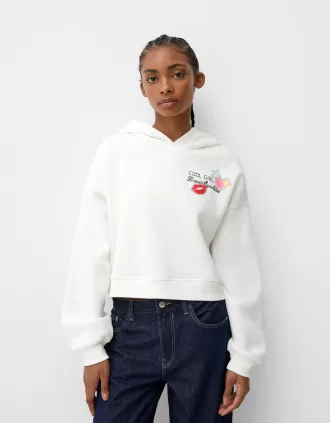 Sudadera con capucha estampada Cream
