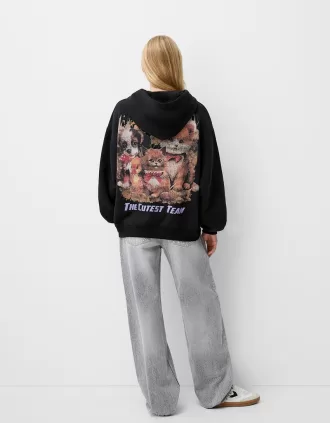 Sudadera con capucha estampada Black