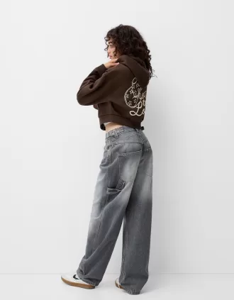 Sudadera con capucha estampada Brown