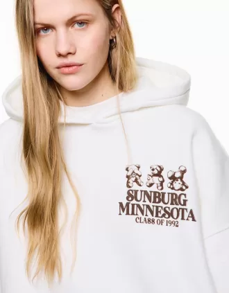 Sudadera con capucha estampada Cream