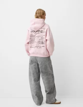 Sudadera con capucha estampada Pink
