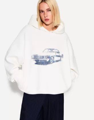 Sudadera con capucha estampada Cream