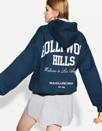 Sudadera con capucha estampada Navy