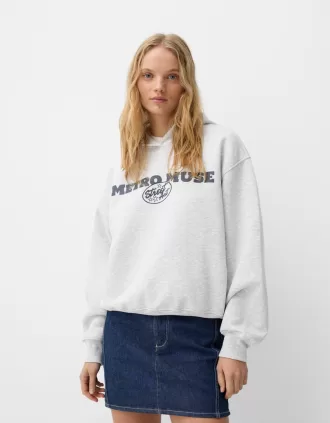 Sudadera con capucha estampada Grey