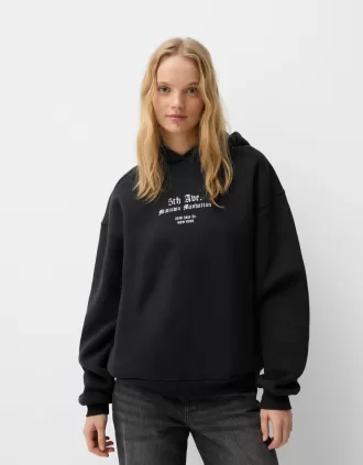 Sudadera con capucha estampada Black