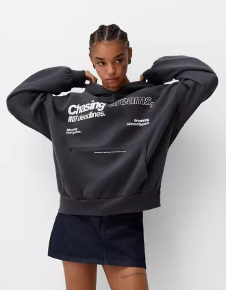 Sudadera con capucha estampada Dark grey