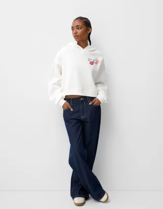Sudadera con capucha estampada Cream