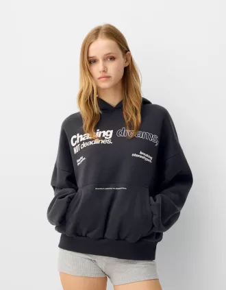 Sudadera con capucha estampada Dark grey