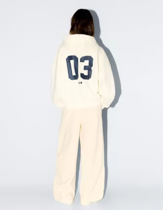 Sudadera con capucha estampada y cremallera Mustard