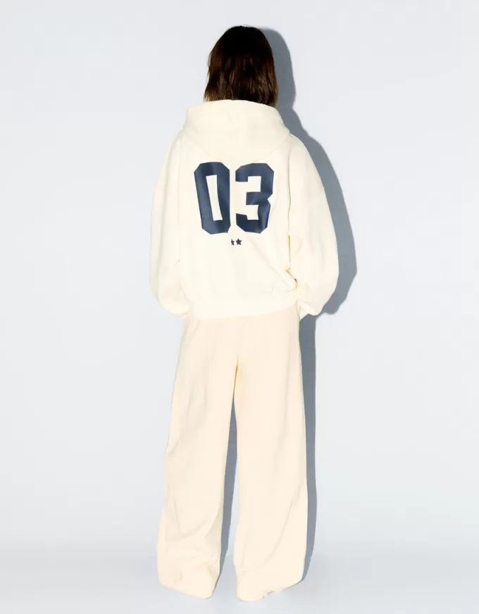 Sudadera con capucha estampada y cremallera Mustard