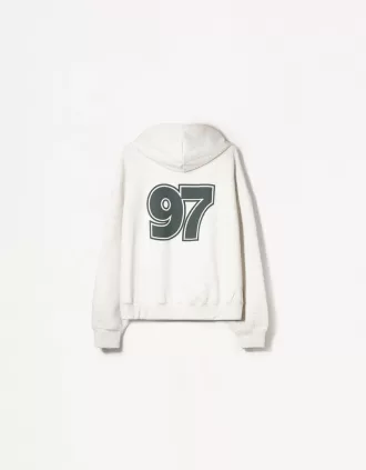 Sudadera con capucha estampada y cremallera Grey