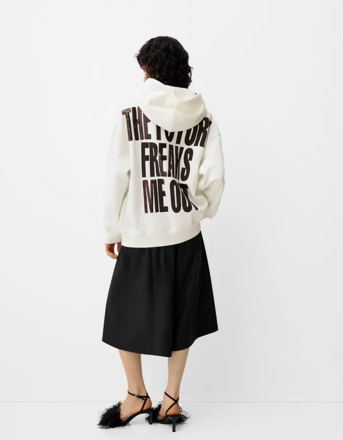 Sudadera con capucha estampada y cremallera Off white