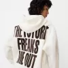 Sudadera con capucha estampada y cremallera Off white