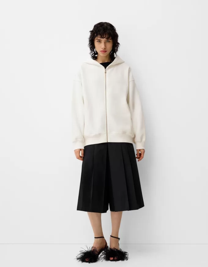 Sudadera con capucha estampada y cremallera Off white