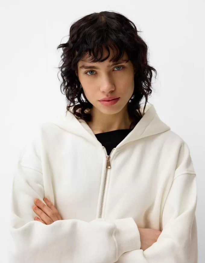 Sudadera con capucha estampada y cremallera Off white