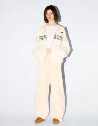 Sudadera con capucha estampada y cremallera Mustard
