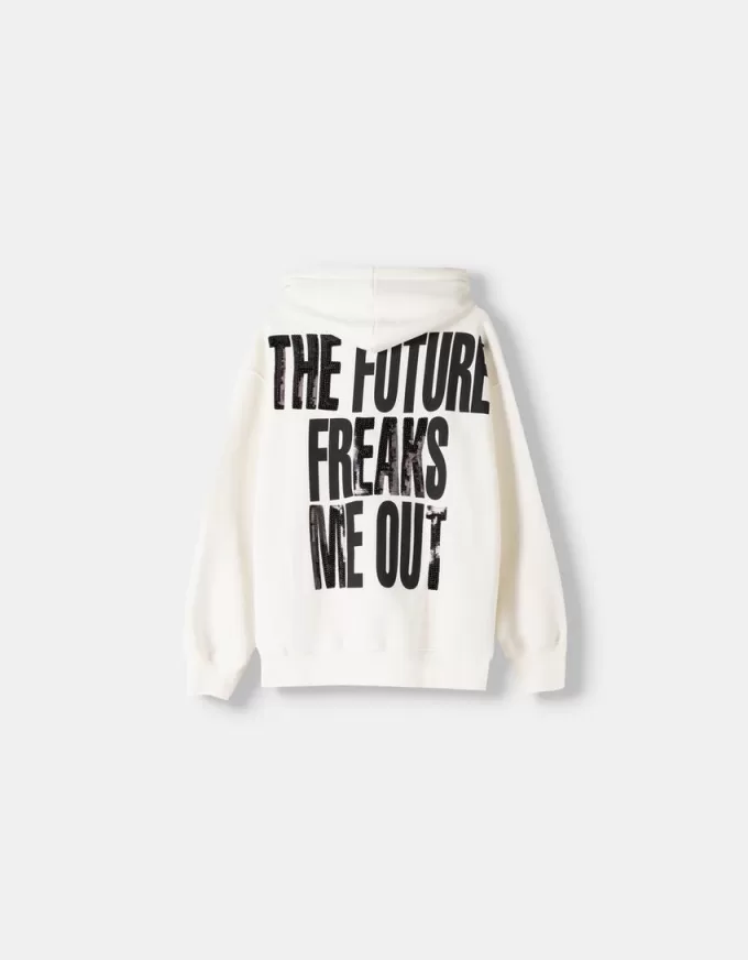 Sudadera con capucha estampada y cremallera Off white