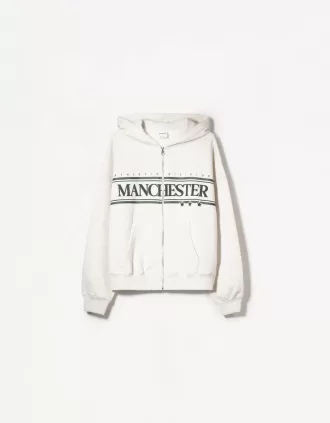 Sudadera con capucha estampada y cremallera Grey