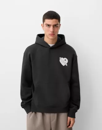 Sudadera con capucha oversize estampada Dark grey