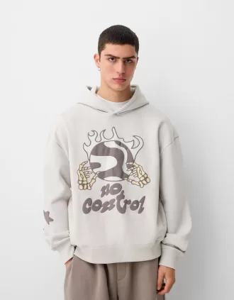 Sudadera con capucha oversize estampada Grey