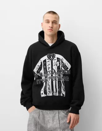 Sudadera con capucha oversize estampada Black