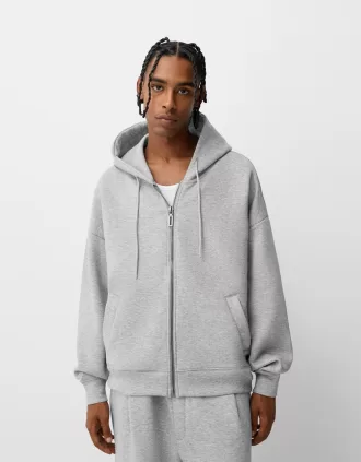 Sudadera con capucha y cierre boxy Grey