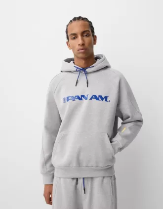 Sudadera con capucha y corte cuadrado con estampado Pan Am Grey